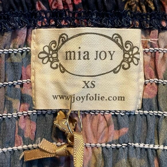 Mia Joy Joyfolie Rehanne Midnight Blue Floral Set Smocked Top Midi Skirt XS - Picture 8 of 12